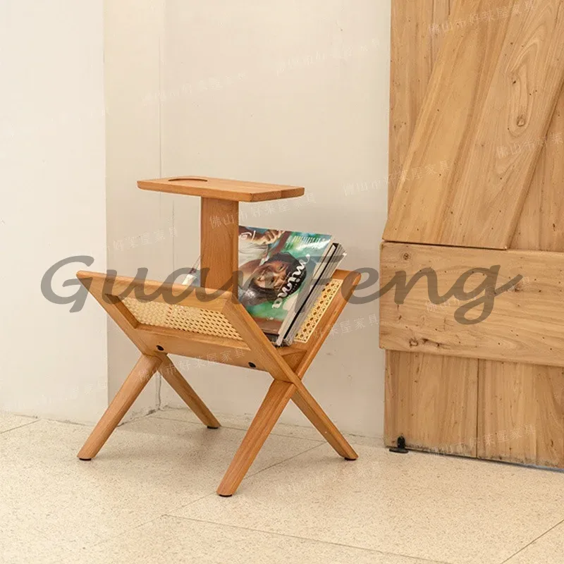 Style Solid Wood Rattan Storag - Magazine Holder Rack 评论和价格