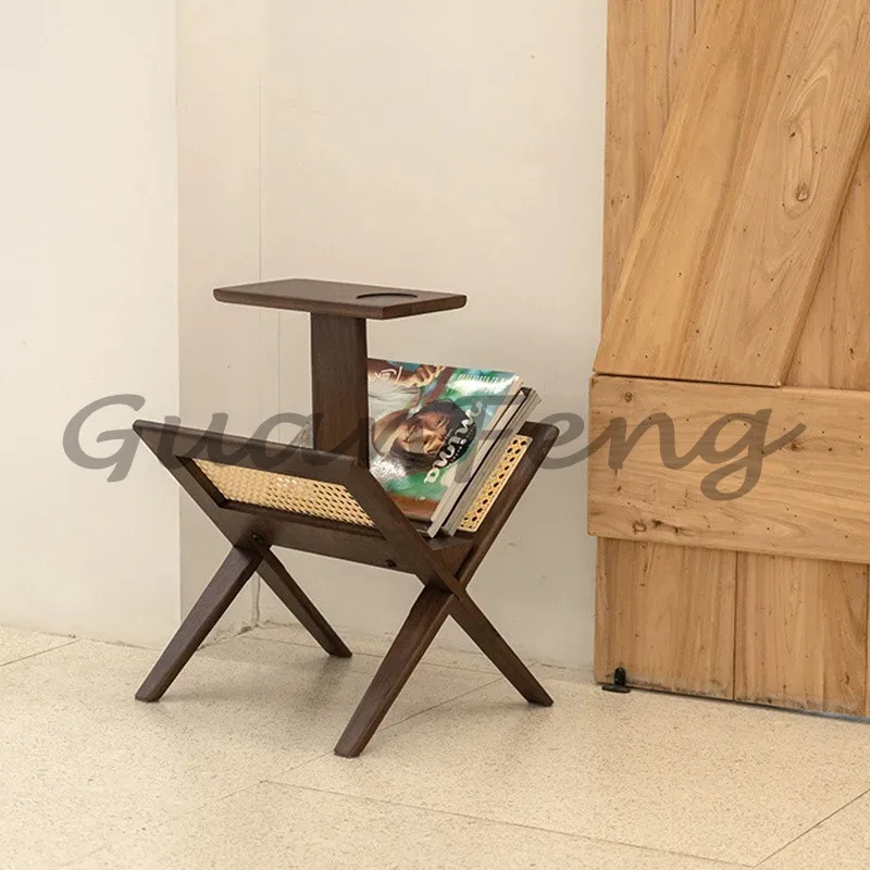 Style Solid Wood Rattan Storag - Magazine Holder Rack 评论和价格